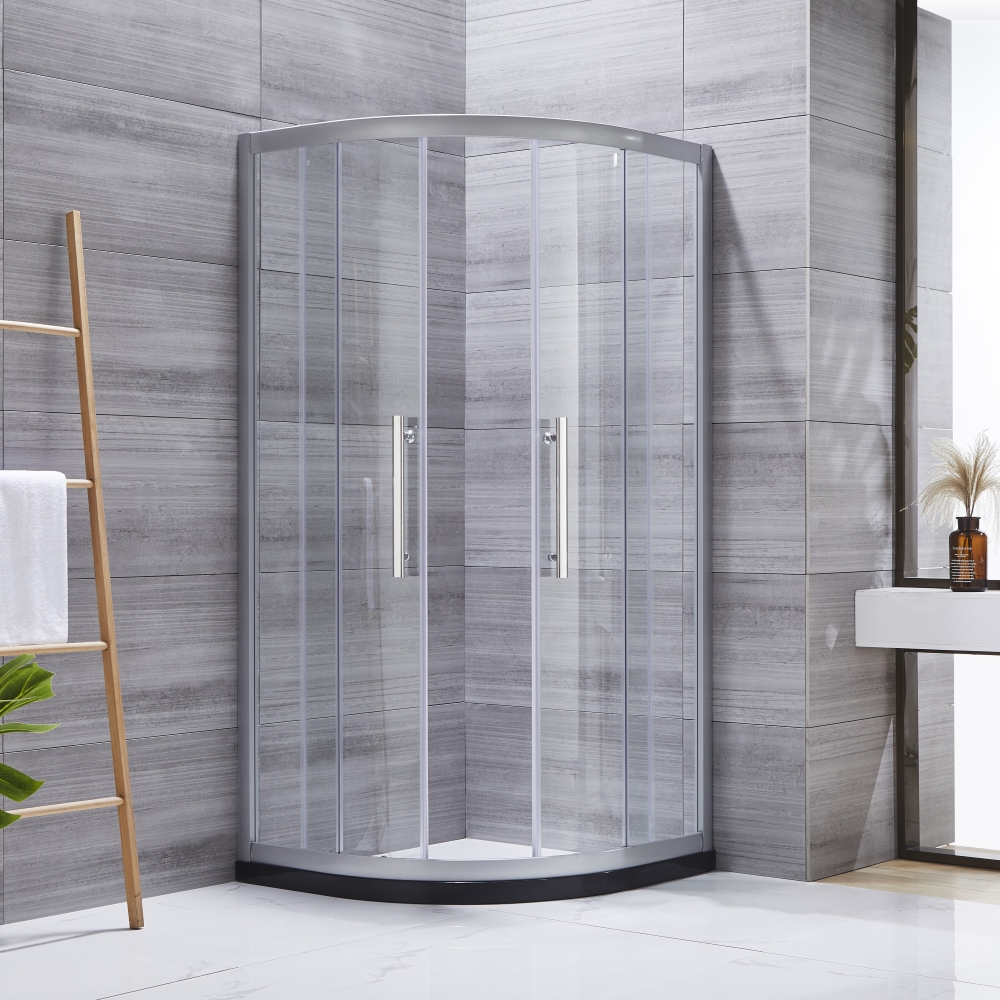 Black Frame Curved Sliding Door Shower Cabin