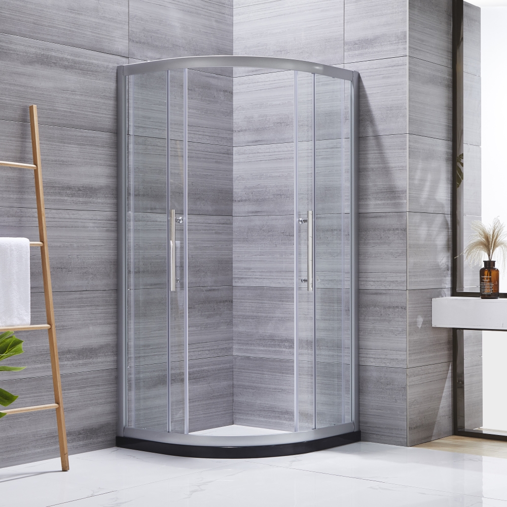 Black Frame Curved Sliding Door Shower Cabin