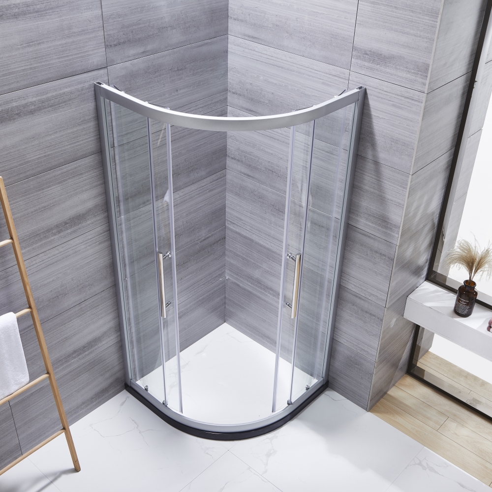 Black Frame Curved Sliding Door Shower Cabin