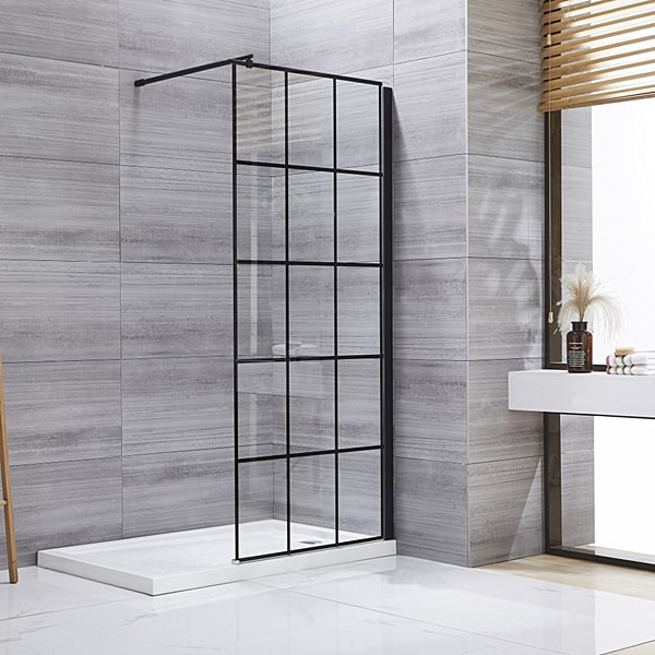 Black Grid Shower Screen