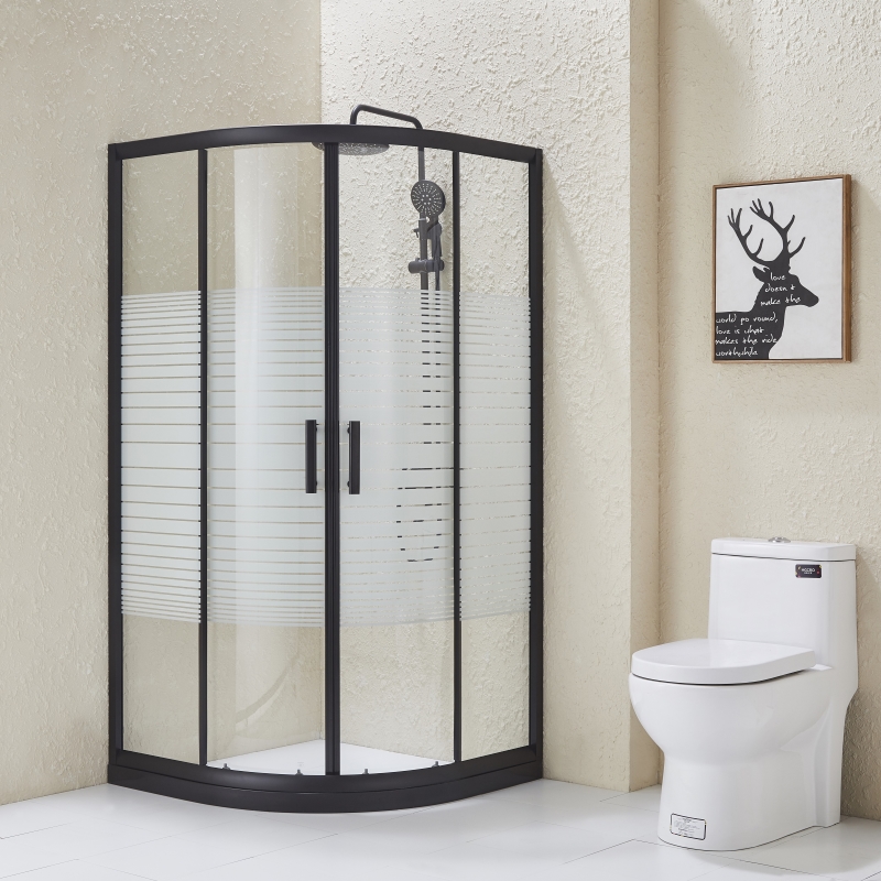 Striped Glass Shower Enclosure