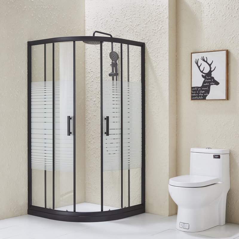 Striped Glass Shower Enclosure