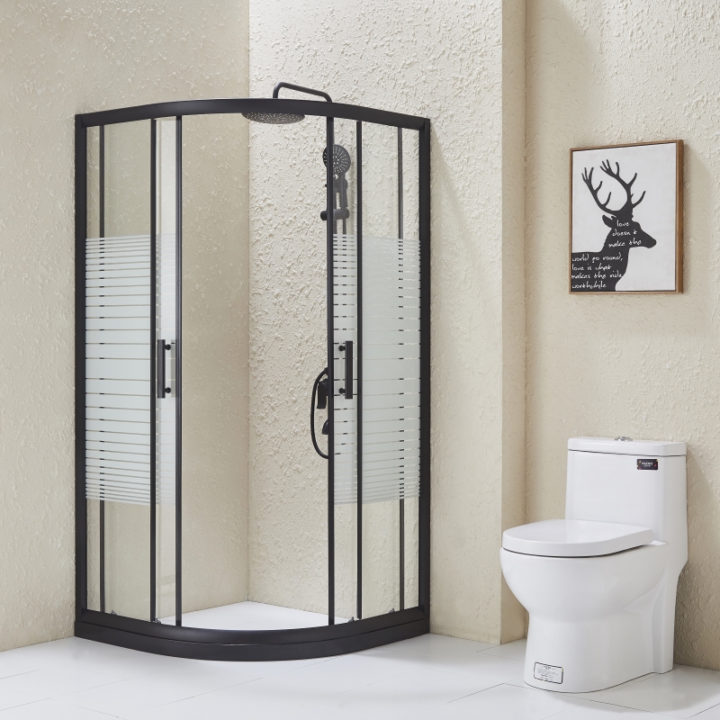 Striped Glass Shower Enclosure