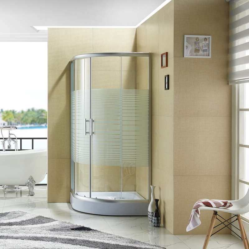 Simple Design Striped Glass Shower Enclosure