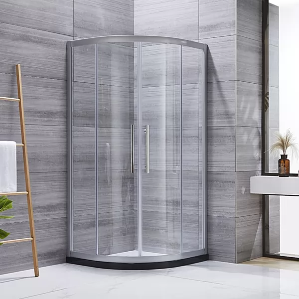 Black Frame Curved Sliding Door Shower Cabin